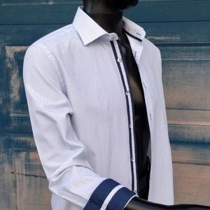 House of Cavani Men's Contrasting Collar/Cuffs Luxury Shirt